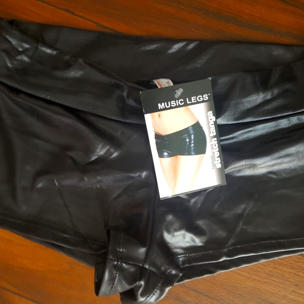 Music Legs Metallic Black Shorts